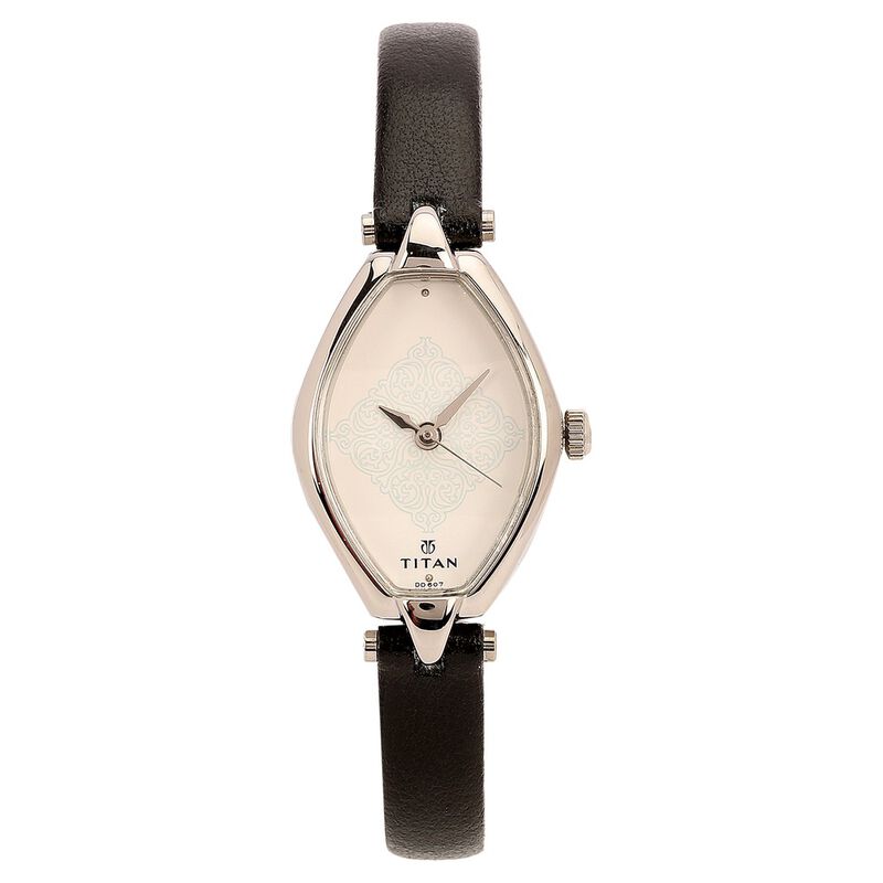 Titan Quartz Analog White Dial Leather Strap Watch for Women