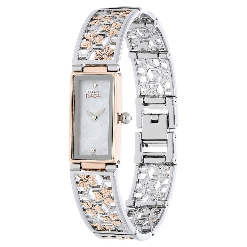Titan Raga Weaves Mother of Pearl Dial Analog Stainless Steel Strap Watch for Women - image number 1