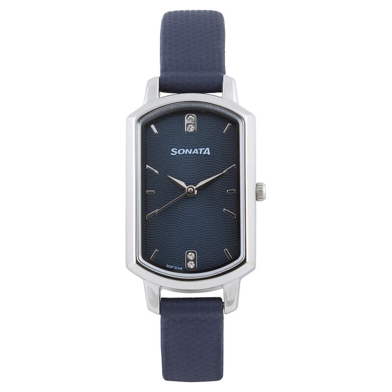 Sonata Elite Blue Dial Women Watch With Leather Strap - image number 0