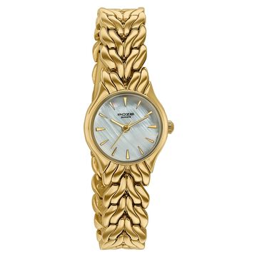 Poze Poze Quartz Analog White Dial Golden Metal Strap Watch For Women