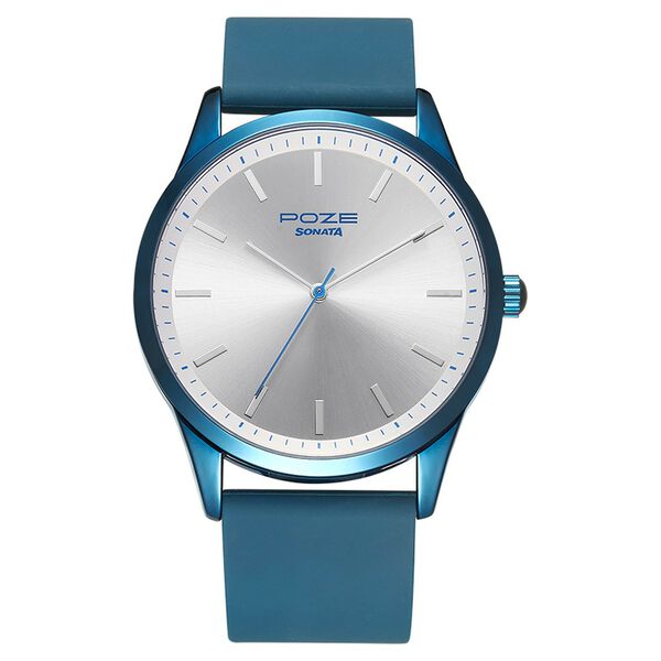 Poze by Sonata Quartz Analog Silver Dial Silicone Strap Watch for Men - image number 0