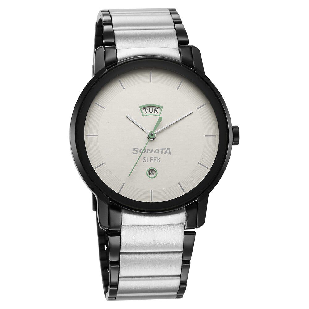 Buy Online Sleek Grey Dial Analog with Day and Date Watch for Men