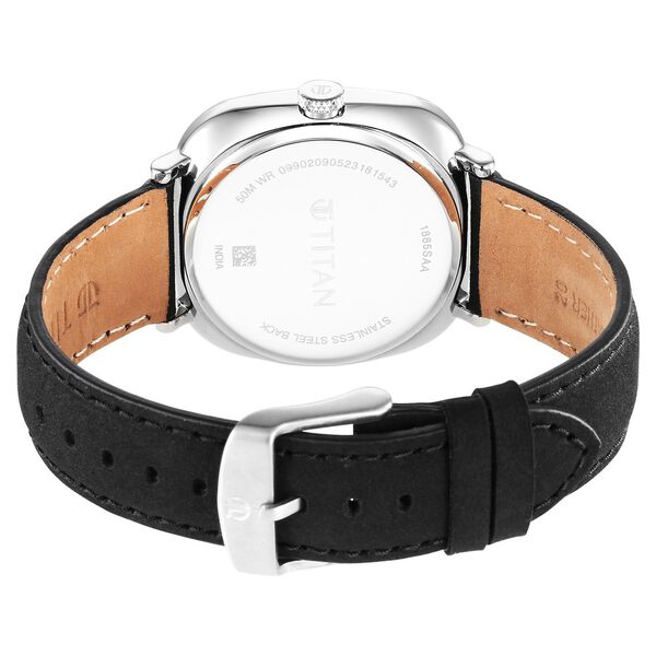 Titan Neo Curve Quartz Analog with Date Anthracite Dial Black Leather Strap Watch for Men - image number 4