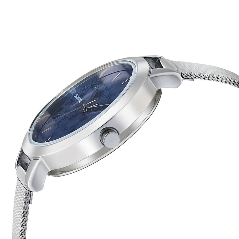 Sonata Silver Lining Blue Dial Women Watch With Stainless Steel Strap - image number 2