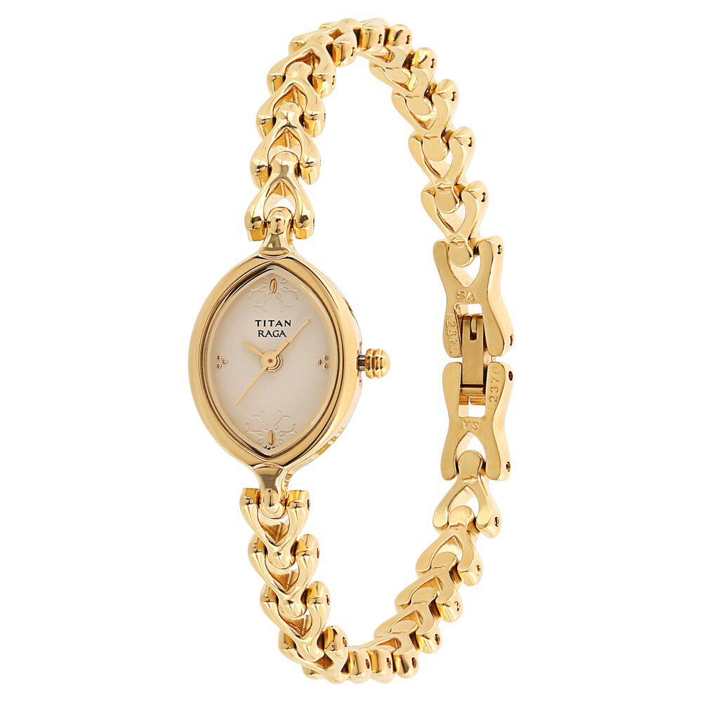 Buy Online Titan Raga Essentials Champagne Dial Analog Metal Strap