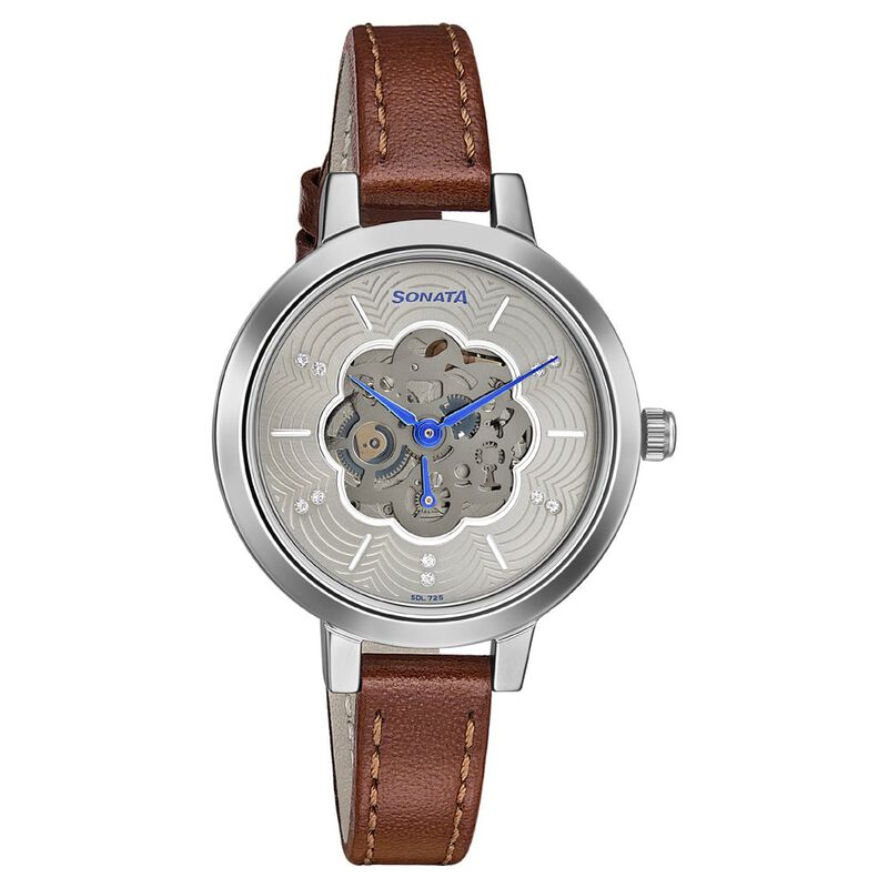 Sonata Unveil Quartz Multifunction Leather Strap Watch for Women