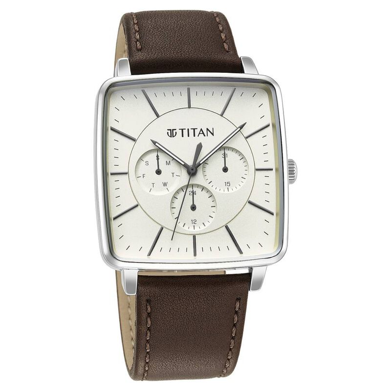 Titan Avant Garde Quartz Multifunction Silver Dial Leather Strap watch for Men - image number 1