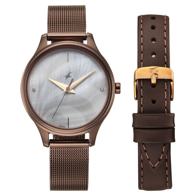 Fastrack 2X Edit Analog with Silver MOP Dial Interchangeable Strap Watch for Girls