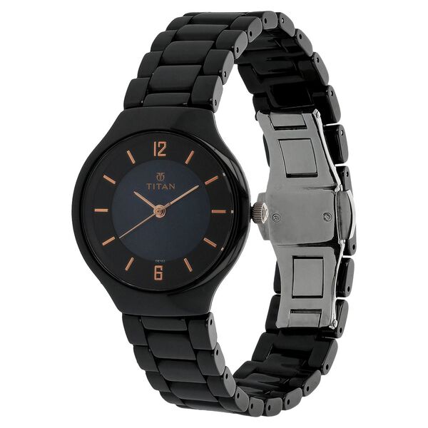 Titan Quartz Analog Black Dial Ceramic Strap Watch for Women - image number 1