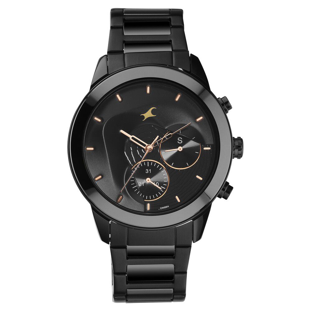 Buy Online Fastrack Cerame Quartz Multifunction Black Dial Steel Ceramic Strap Watch for Guys 3304nd01 Titan