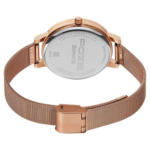 Poze by Sonata Quartz Analog Black Dial Stainless Steel Strap Watch for Women - image number 4