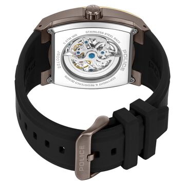Police Automatic With Self Winding Automatic With Self Winding Black Dial Silicone Strap Watch For Men