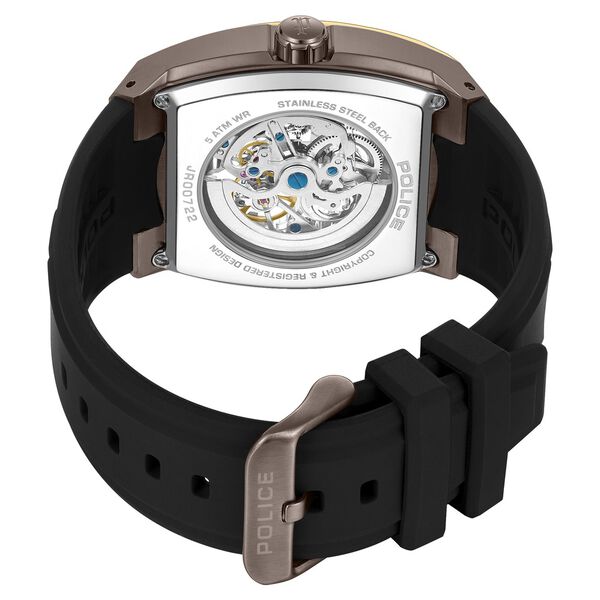 Police Automatic With Self Winding Automatic With Self Winding Black Dial Silicone Strap Watch For Men - image number 2
