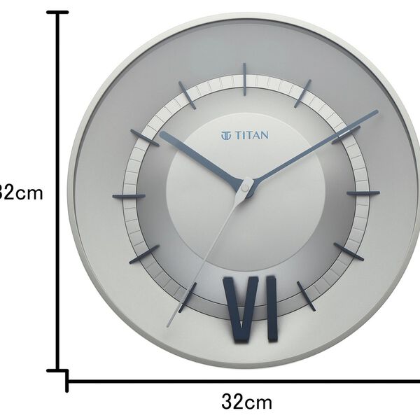 Titan Contemporary Wall Clock with Silver Dial Silent Sweep Technology - 32 cm x 32 cm (Medium) - image number 5