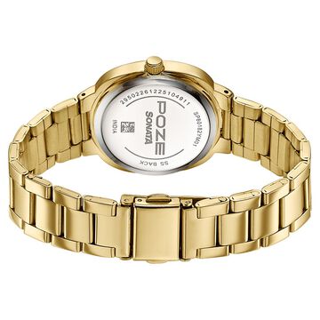 Poze By Sonata Quartz Analog Silver Dial Golden Stainless Steel Strap Watch For Women
