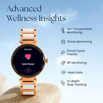 Titan Elixir with All 316L SS construction, 3.04 CM AMOLED Display, BT Calling, Skin Temperature Sensor, Womens Health