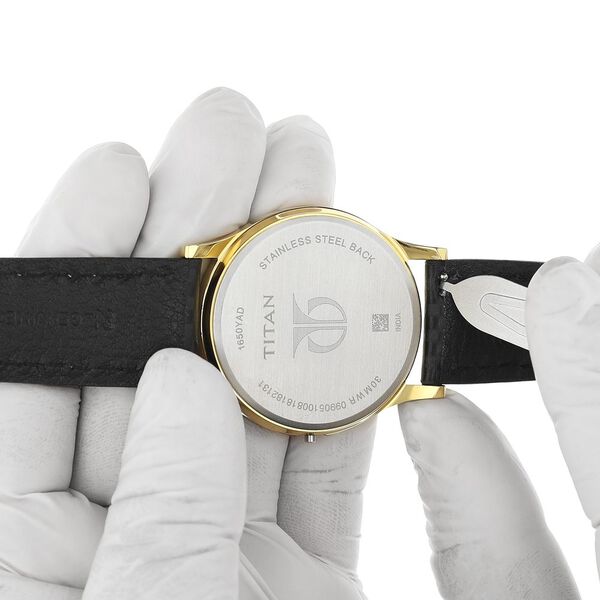 22 mm Black Genuine Leather Straps for Men - image number 5