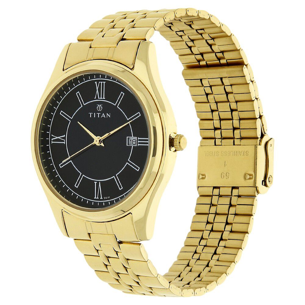 Titan golden watch with online black dial