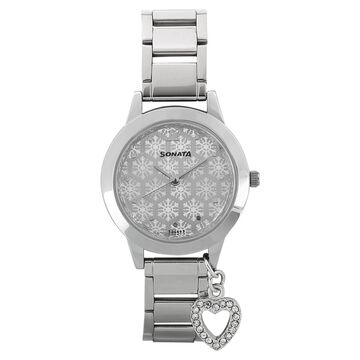 Sonata Charmed Silver Dial Women Watch With Stainless Steel Strap