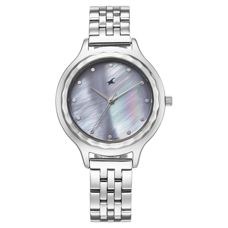 Fastrack Stunners X Quartz Analog Purple Dial Stainless Steel Strap Watch For Girls