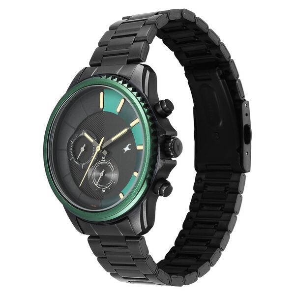 Fastrack Wild Quartz Chronograph Two Toned Dial Black Stainless Steel Strap Watch For Guys - image number 5