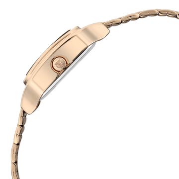 Titan Workwear Essentials Quartz Analog Black Dial Rose Gold Stainless Steel Strap Watch For Women