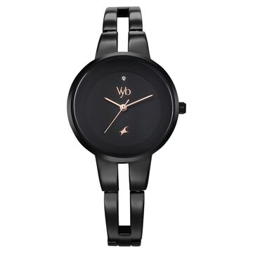 Fastrack Vyb Halo Quartz Analog Black Dial Metal Strap Watch for Girls