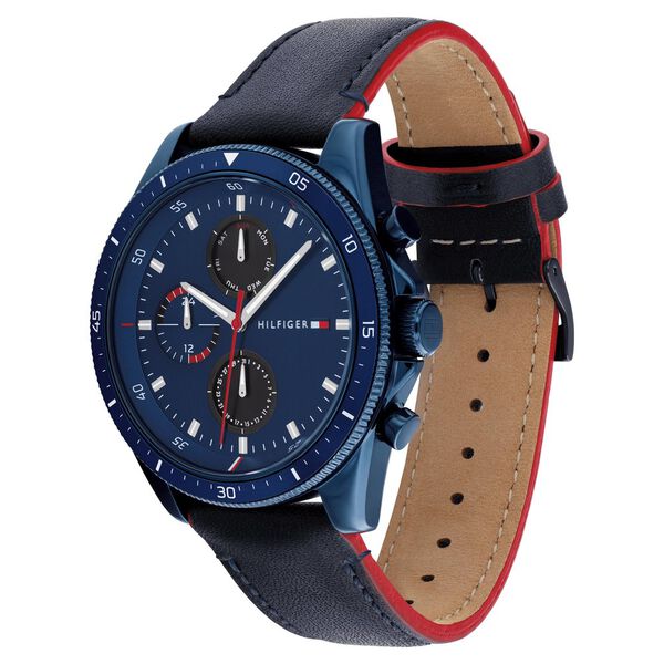 Tommy Hilfiger Quartz Multifunction Blue Dial Leather Strap Watch for Men - image number 1