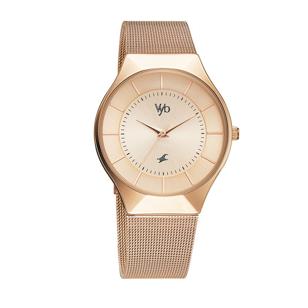 Fastrack Vyb Successor Quartz Analog Rose Gold Dial Stainless Steel Strap Watch for Girls - image number 1