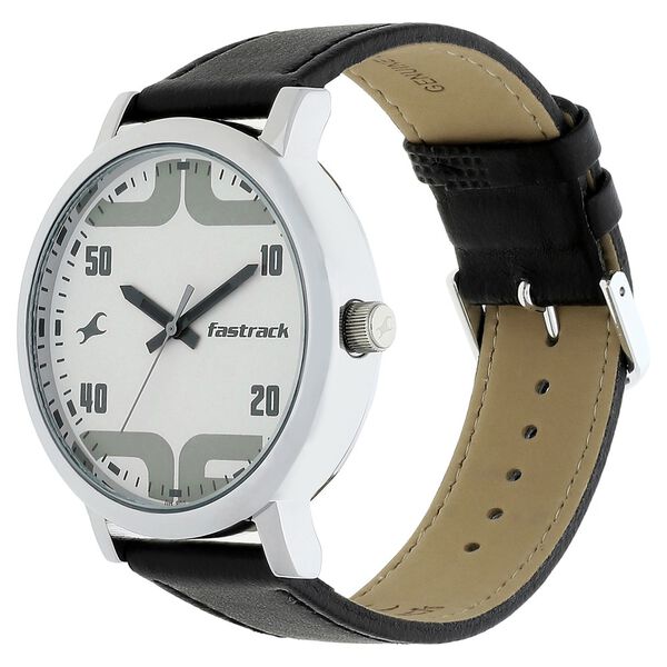 Fastrack Bold Quartz Analog White Dial Leather Strap Watch for Guys - image number 2
