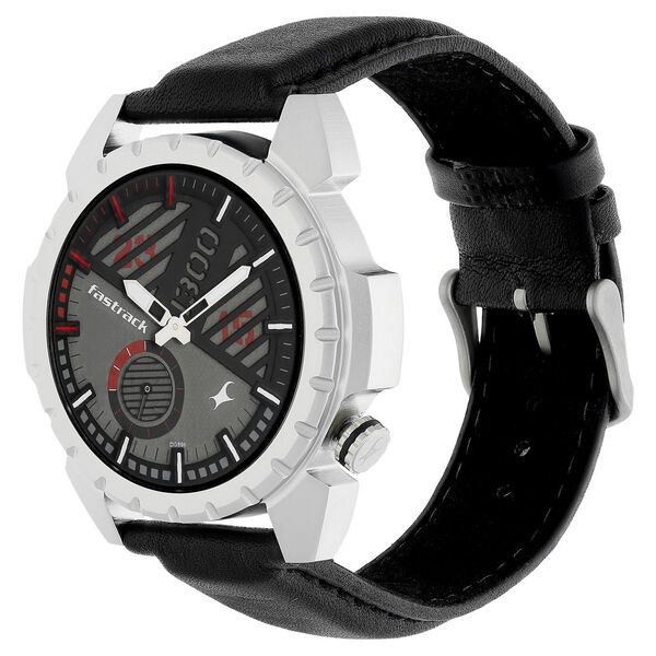 Fastrack Loopholes Quartz Analog Black Dial Leather Strap Watch for Guys - image number 2