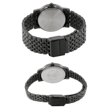 Sonata Quartz Analog Black Dial Metal Strap Watch for Couple
