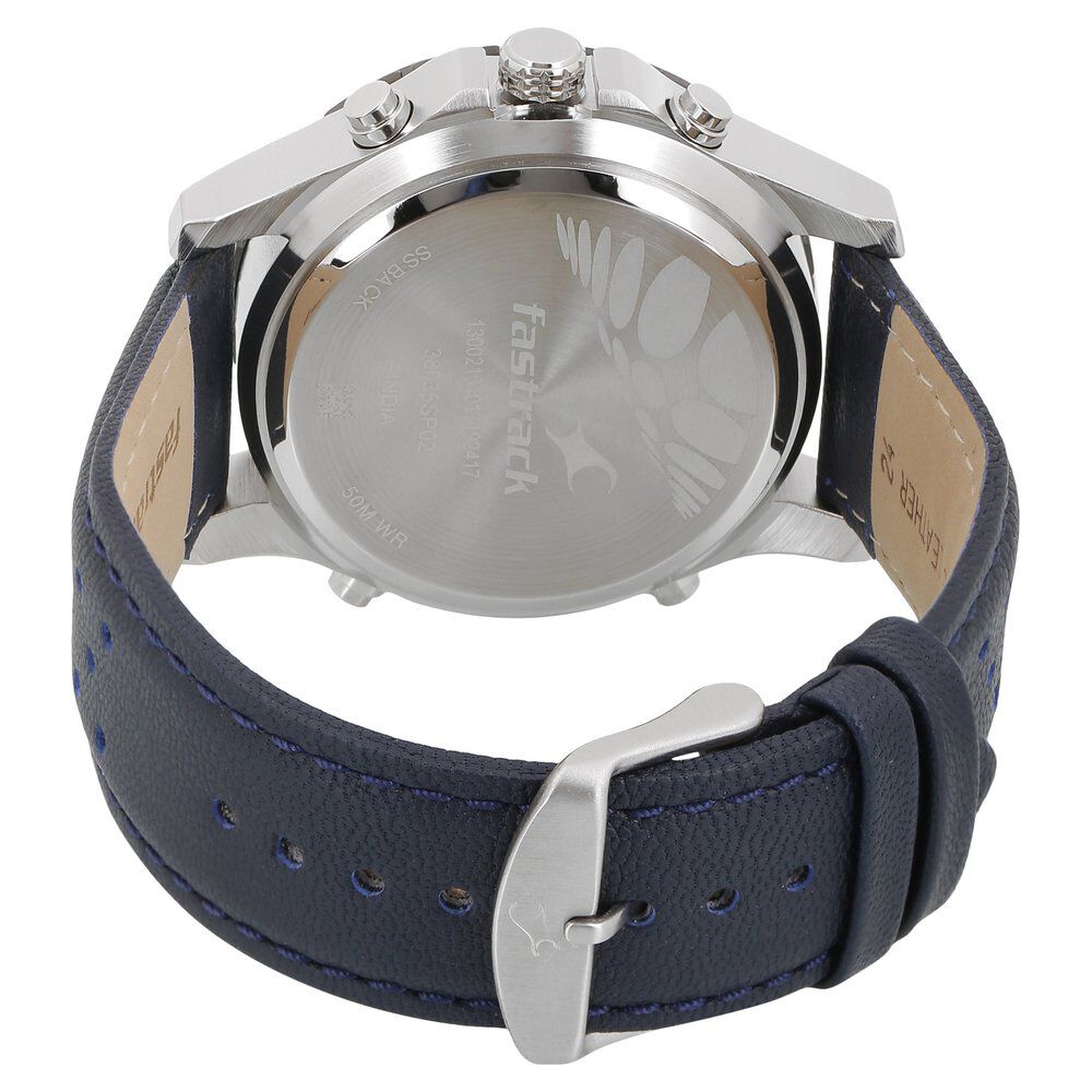 Buy Online Fastrack Quartz Analog Digital Grey Dial Leather Strap Watch for Guys np38035sl02 Titan