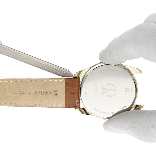 22 mm Tan Genuine Leather Strap for Men - image number 5