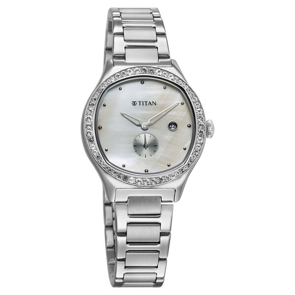 Titan Glamour Quartz Analog with Date Mother Of Pearl Dial Stainless Steel Strap Watch For Women - image number 1