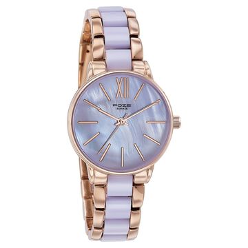 Sonata Poze Quartz Analog Purple Dial Metal Strap Watch For Women