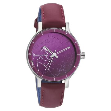 Fastrack Space Rover Quartz Analog Maroon Dial Leather Strap Watch for Girls