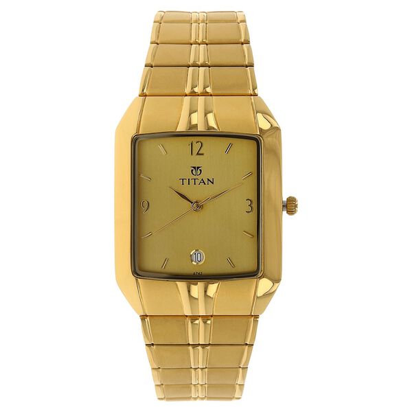 Titan Analog with Date Golden Dial Metal Strap watch for Men - image number 0