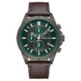 Police Chronograph Green Dial Brown Color Leather Strap Watch For Men - image number 0