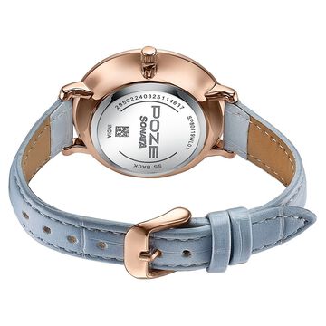 Sonata Poze Quartz Analog Blue Dial Blue Colour Leather Strap Watch For Women