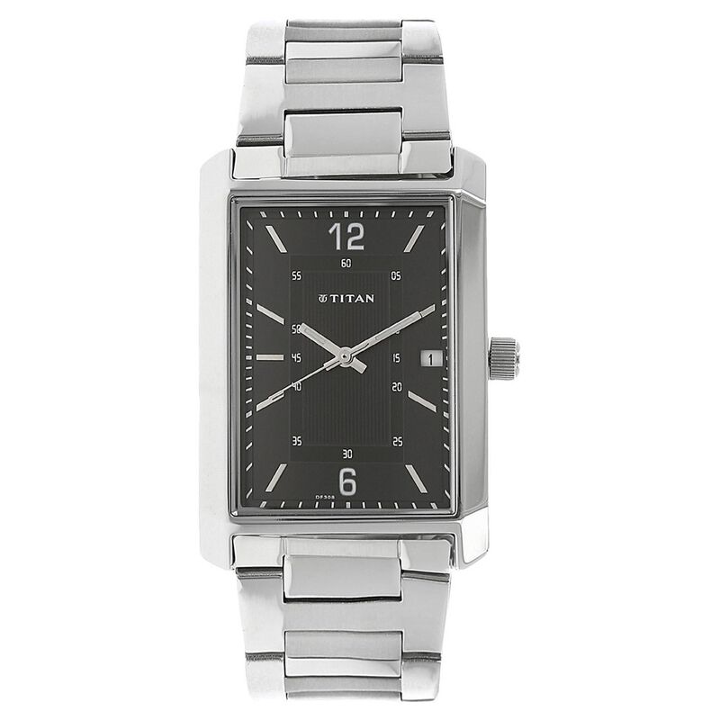 Titan Quartz Analog with Date Black Dial Stainless Steel Strap Watch for Men