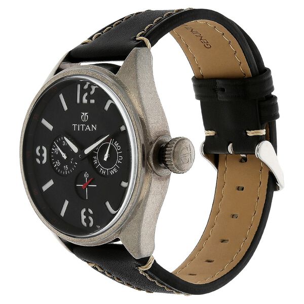 Titan Analog Black Dial with Date Leather Strap Watch for Men - image number 1