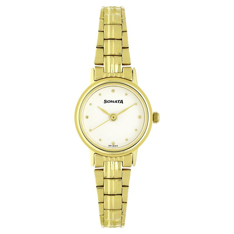 Sonata Quartz Analog White Dial Stainless Steel Strap Watch for Women