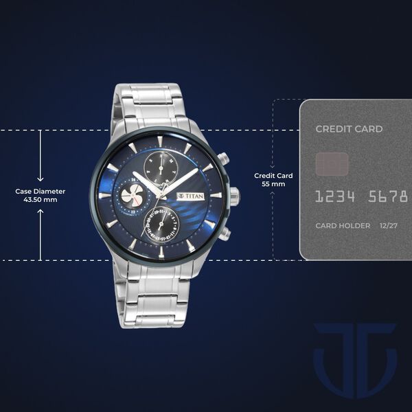 Titan Maritime Blue Dial Quartz Multifunction Stainless Steel Strap watch for Men - image number 2