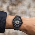 Titan Stellar Analog with Earth Disc and Gray Dial Gray Leather Strap Watch for Men - image number 7