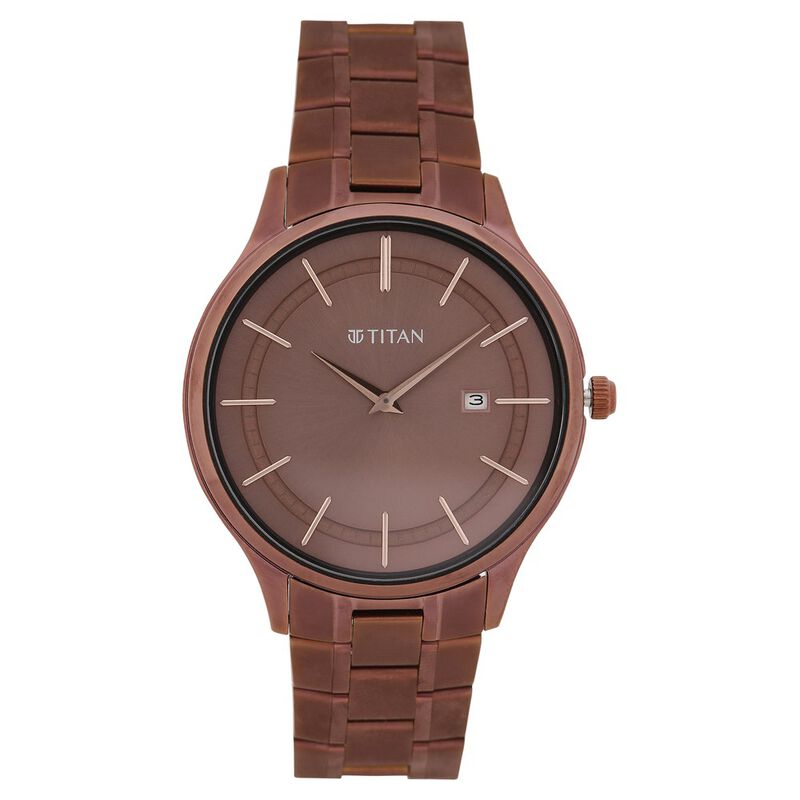 Titan Classique Slimline Brown Dial Analog with Day and Date Stainless Steel Strap Watch for Men - image number 1