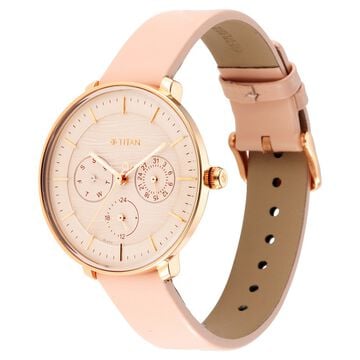 Titan Women's Svelte Rose gold: Multi-Function Watch with Leather Strap