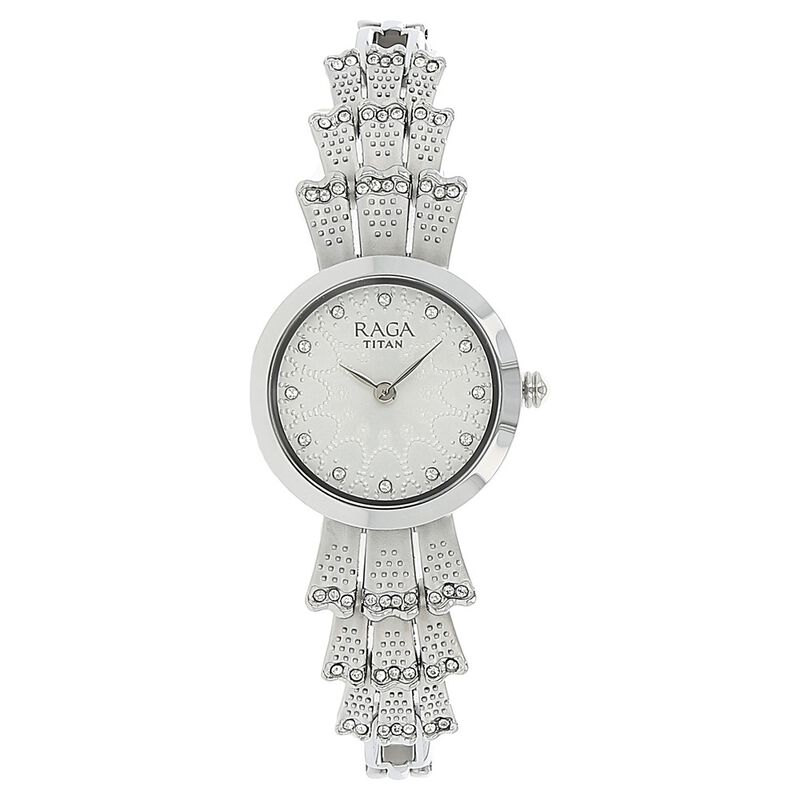Titan Raga Aurora Silver Dial Analog Metal Strap Watch for WoMen