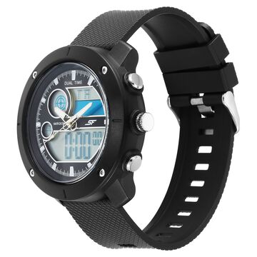 SF Zest Quartz Analog Digital Dial Black Polyurethane Strap Watch For Men
