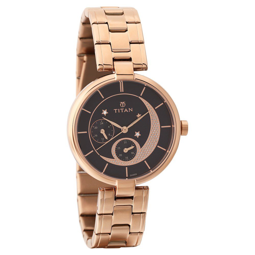 Buy Online Titan Quartz Analog Pink Dial Stainless Steel Strap Watch for Women ns95086wm01 Titan